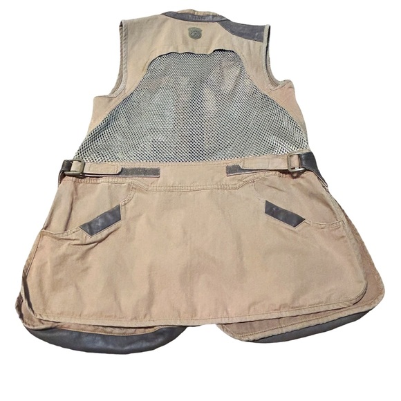 Vintage RARE Eddie Bauer Sport Shooting Vest Mesh Back Leather Trim Utility - Picture 2 of 16
